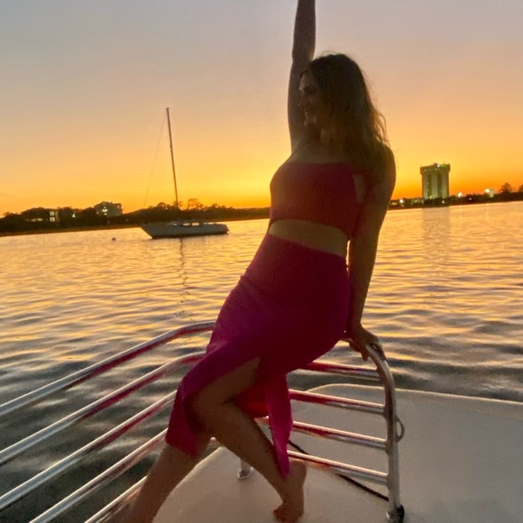 Lulu’s Pink Fuchsia Asymmetrical Cutout Midi Medium Dress Bachelorette 💕 - Picture 7 of 7